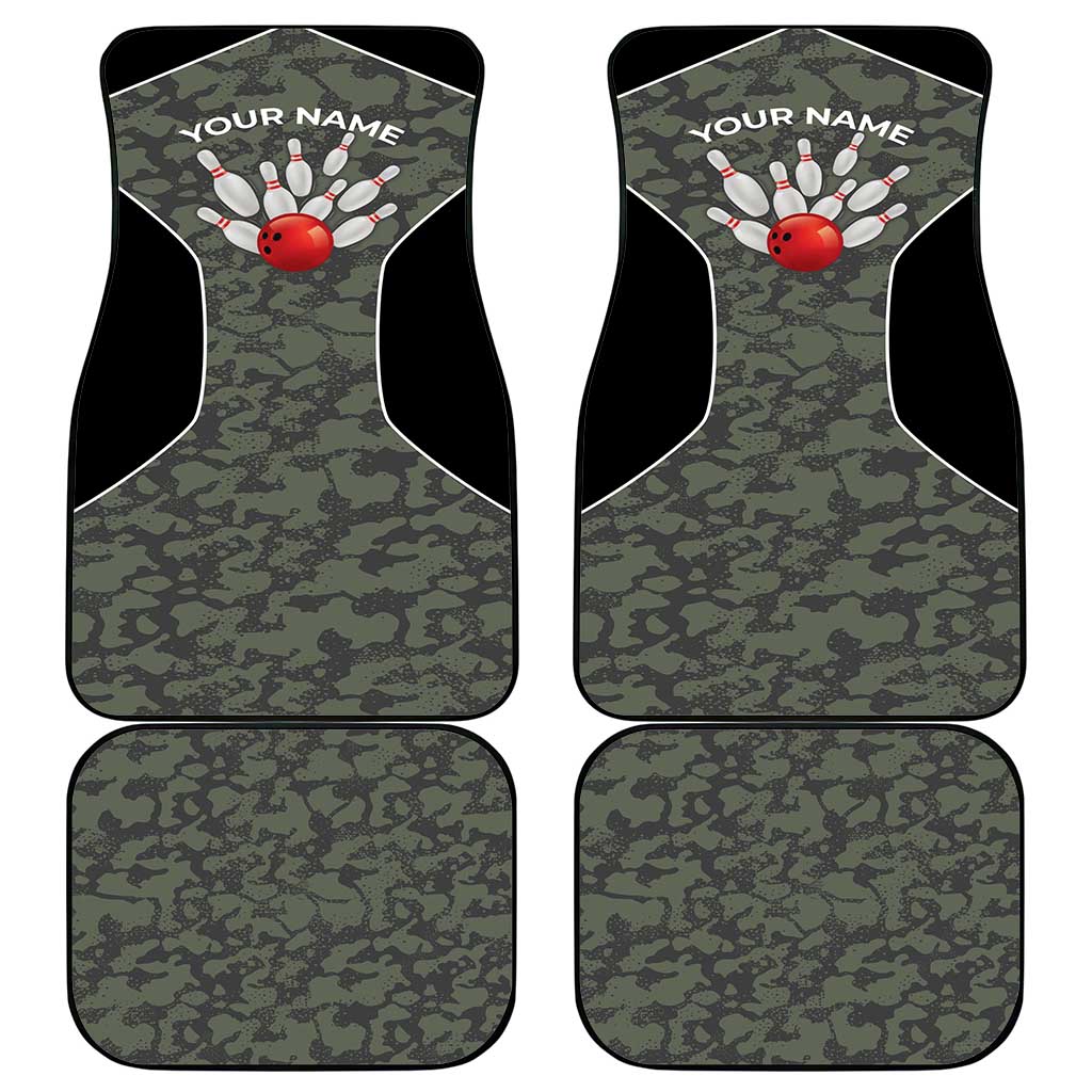 Custom Camouflage Bowling Car Mats with Red Strike Ball Graphic - Wonder Print Shop
