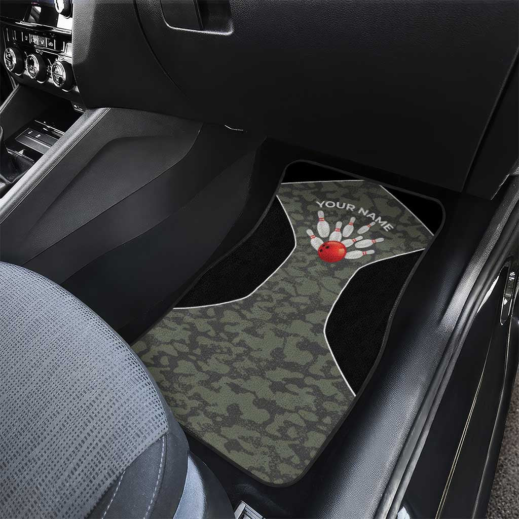 Custom Camouflage Bowling Car Mats with Red Strike Ball Graphic - Wonder Print Shop