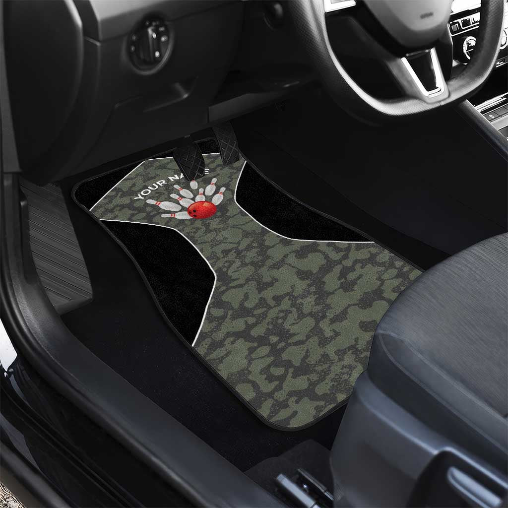 Custom Camouflage Bowling Car Mats with Red Strike Ball Graphic - Wonder Print Shop