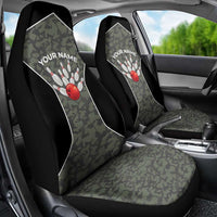 Custom Camouflage Bowling Car Seat Cover with Red Strike Ball Graphic - Wonder Print Shop