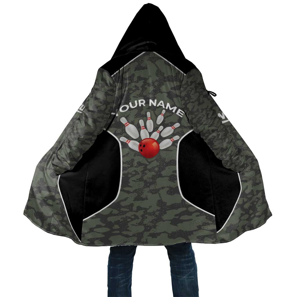 Custom Camouflage Bowling Cloak with Red Strike Ball Graphic - Wonder Print Shop