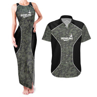Custom Camouflage Bowling Couples Matching Tank Maxi Dress and Hawaiian Shirt with Red Strike Ball Graphic - Wonder Print Shop