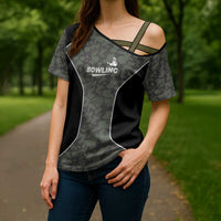 Custom Camouflage Bowling Cross Shoulder Shirt with Red Strike Ball Graphic - Wonder Print Shop