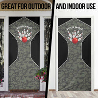 Custom Camouflage Bowling Door Cover with Red Strike Ball Graphic - Wonder Print Shop