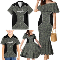Custom Camouflage Bowling Family Matching Mermaid Dress and Hawaiian Shirt with Red Strike Ball Graphic - Wonder Print Shop