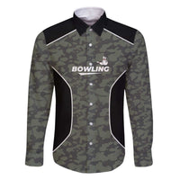 Custom Camouflage Bowling Family Matching Off The Shoulder Long Sleeve Dress and Hawaiian Shirt with Red Strike Ball Graphic - Wonder Print Shop