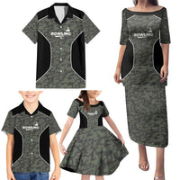 Custom Camouflage Bowling Family Matching Puletasi and Hawaiian Shirt with Red Strike Ball Graphic - Wonder Print Shop