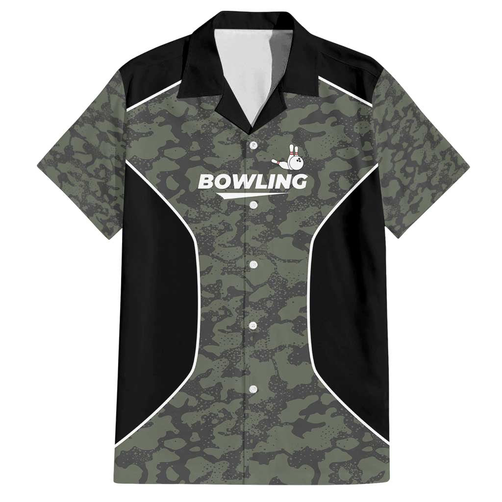 Custom Camouflage Bowling Family Matching Puletasi and Hawaiian Shirt with Red Strike Ball Graphic - Wonder Print Shop
