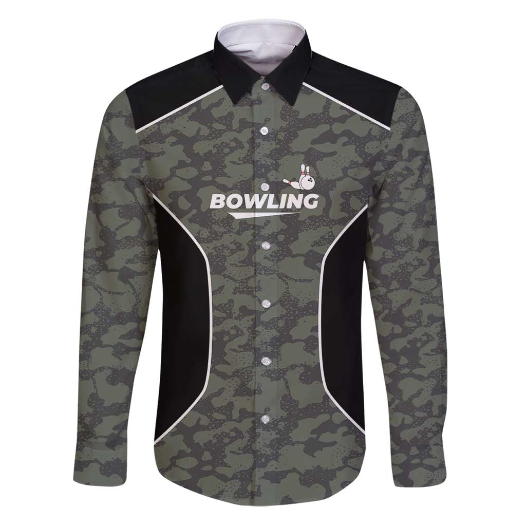 Custom Camouflage Bowling Family Matching Puletasi and Hawaiian Shirt with Red Strike Ball Graphic - Wonder Print Shop