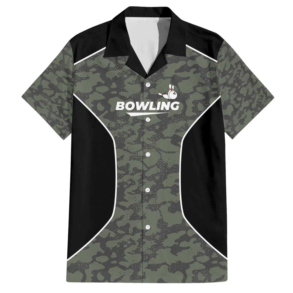 Custom Camouflage Bowling Family Matching Short Sleeve Bodycon Dress and Hawaiian Shirt with Red Strike Ball Graphic - Wonder Print Shop