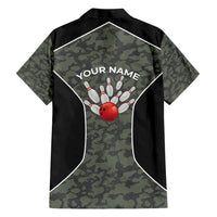 Custom Camouflage Bowling Family Matching Short Sleeve Bodycon Dress and Hawaiian Shirt with Red Strike Ball Graphic - Wonder Print Shop