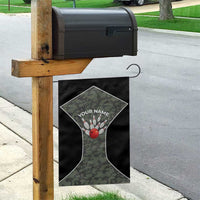 Custom Camouflage Bowling Garden Flag with Red Strike Ball Graphic - Wonder Print Shop