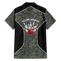 Custom Camouflage Bowling Hawaiian Shirt with Red Strike Ball Graphic - Wonder Print Shop