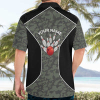 Custom Camouflage Bowling Hawaiian Shirt with Red Strike Ball Graphic - Wonder Print Shop