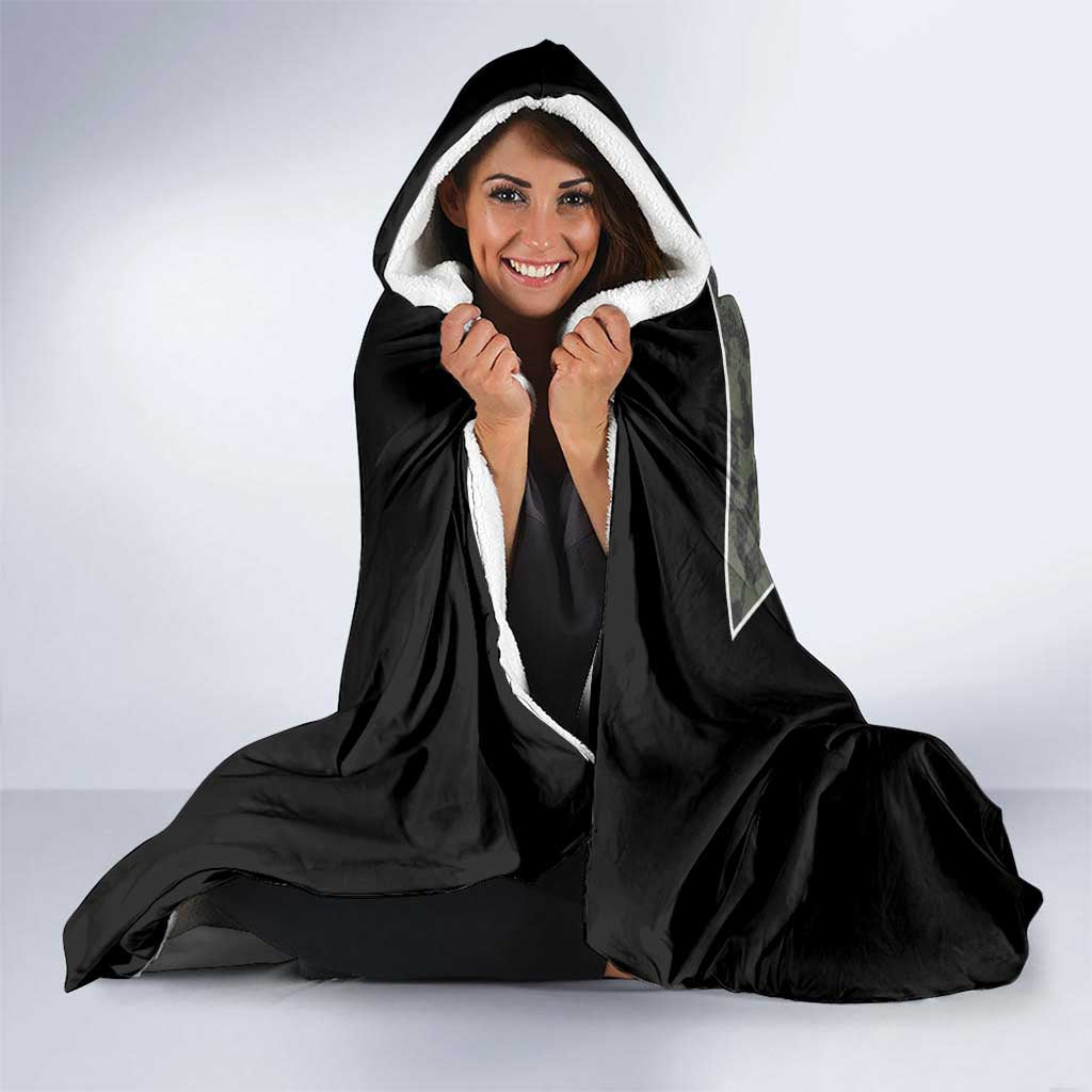 Custom Camouflage Bowling Hooded Blanket with Red Strike Ball Graphic - Wonder Print Shop