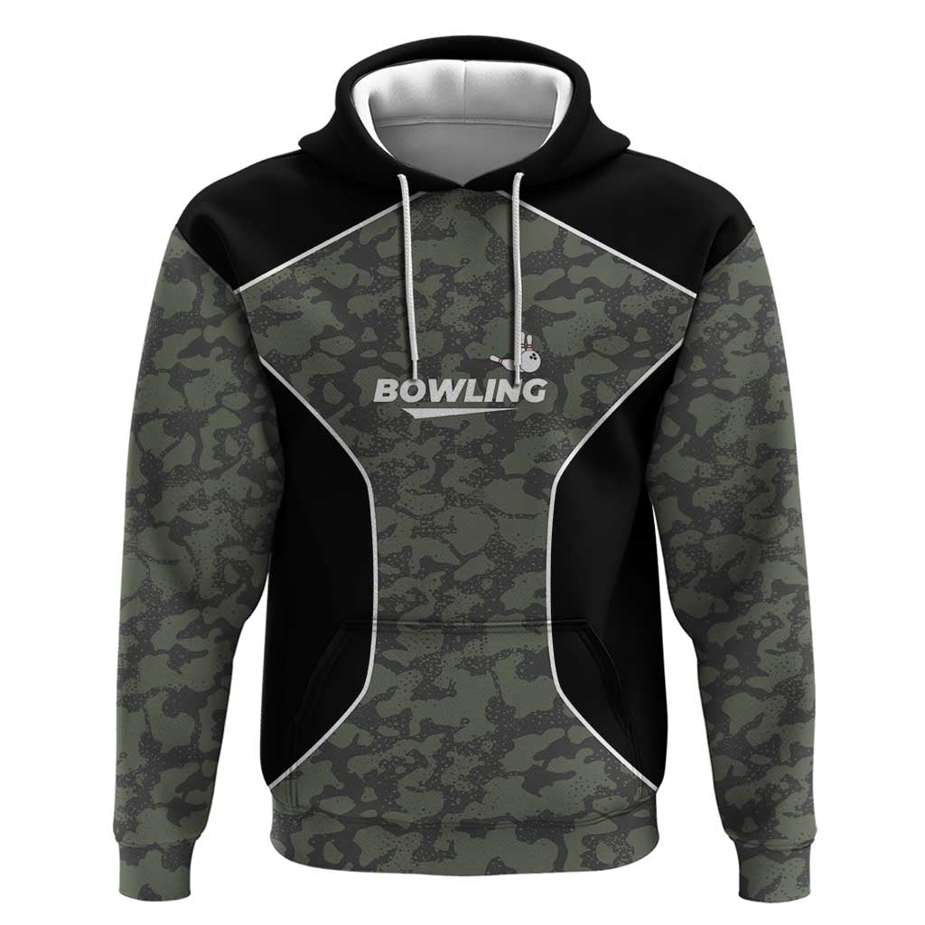 Custom Camouflage Bowling Hoodie with Red Strike Ball Graphic - Wonder Print Shop