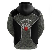 Custom Camouflage Bowling Hoodie with Red Strike Ball Graphic - Wonder Print Shop