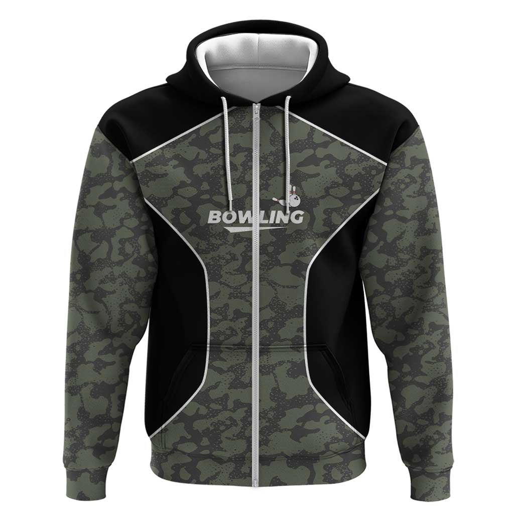 Custom Camouflage Bowling Hoodie with Red Strike Ball Graphic - Wonder Print Shop