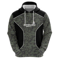 Custom Camouflage Bowling Hoodie with Red Strike Ball Graphic - Wonder Print Shop