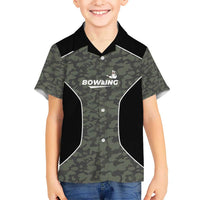 Custom Camouflage Bowling Kid Hawaiian Shirt with Red Strike Ball Graphic - Wonder Print Shop