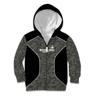 Custom Camouflage Bowling Kid Hoodie with Red Strike Ball Graphic - Wonder Print Shop