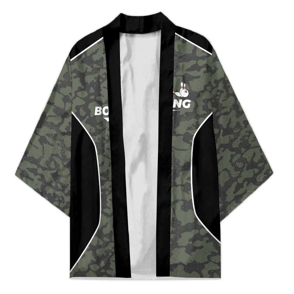 Custom Camouflage Bowling Kimono with Red Strike Ball Graphic - Wonder Print Shop