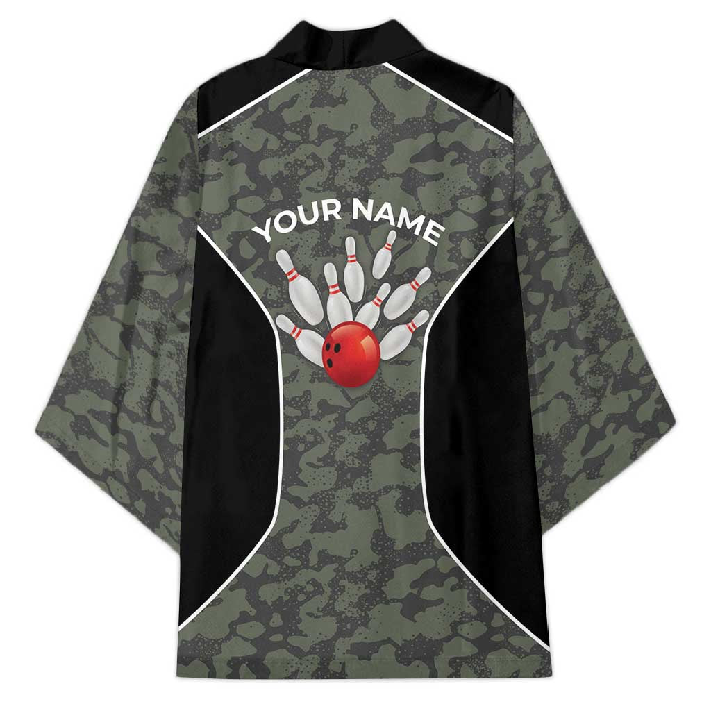 Custom Camouflage Bowling Kimono with Red Strike Ball Graphic - Wonder Print Shop