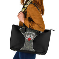 Custom Camouflage Bowling Leather Tote Bag with Red Strike Ball Graphic - Wonder Print Shop