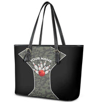 Custom Camouflage Bowling Leather Tote Bag with Red Strike Ball Graphic - Wonder Print Shop