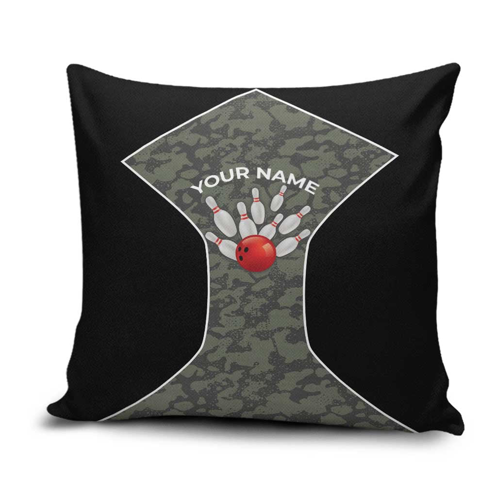 Custom Camouflage Bowling Pillow Cover with Red Strike Ball Graphic - Wonder Print Shop