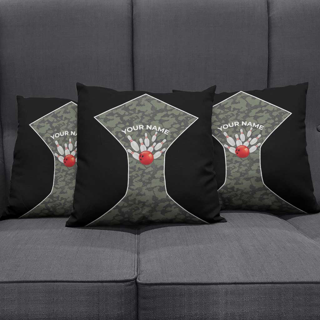 Custom Camouflage Bowling Pillow Cover with Red Strike Ball Graphic - Wonder Print Shop