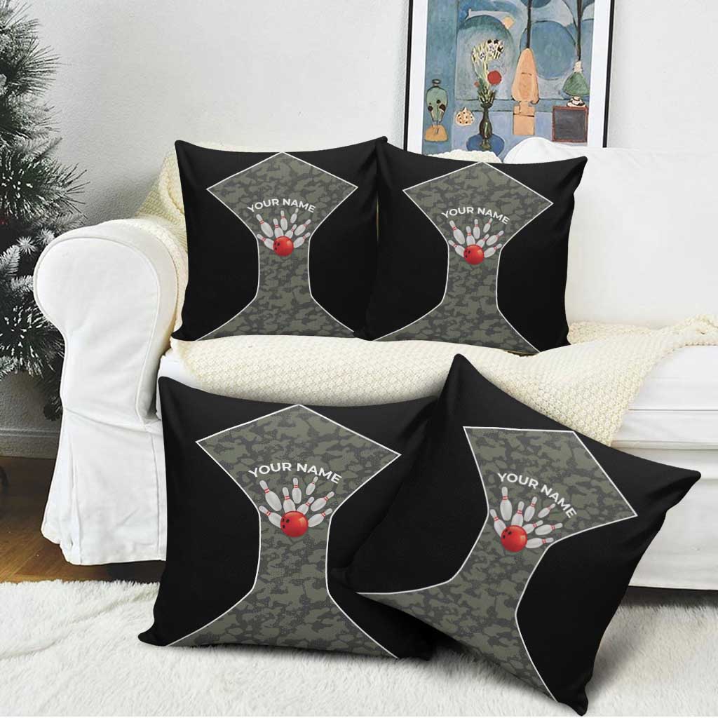 Custom Camouflage Bowling Pillow Cover with Red Strike Ball Graphic - Wonder Print Shop