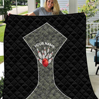 Custom Camouflage Bowling Quilt with Red Strike Ball Graphic - Wonder Print Shop