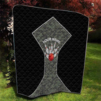Custom Camouflage Bowling Quilt with Red Strike Ball Graphic - Wonder Print Shop