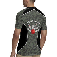 Custom Camouflage Bowling Rugby Jersey with Red Strike Ball Graphic - Wonder Print Shop