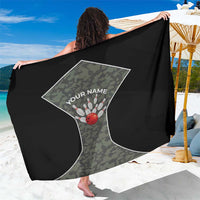 Custom Camouflage Bowling Sarong with Red Strike Ball Graphic - Wonder Print Shop