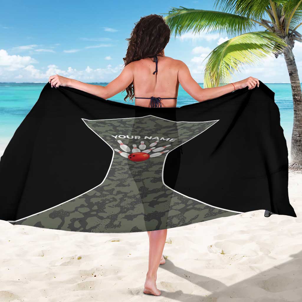 Custom Camouflage Bowling Sarong with Red Strike Ball Graphic - Wonder Print Shop