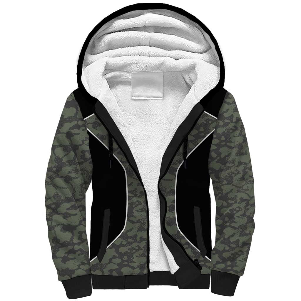 Custom Camouflage Bowling Sherpa Hoodie with Red Strike Ball Graphic - Wonder Print Shop
