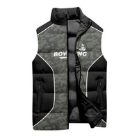 Custom Camouflage Bowling Sleeveless Puffer Jacket with Red Strike Ball Graphic - Wonder Print Shop