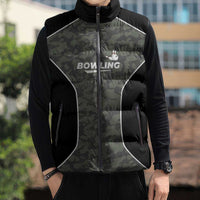 Custom Camouflage Bowling Sleeveless Puffer Jacket with Red Strike Ball Graphic - Wonder Print Shop