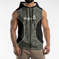 Custom Camouflage Bowling Sleeveless Zip Hoodie with Red Strike Ball Graphic - Wonder Print Shop