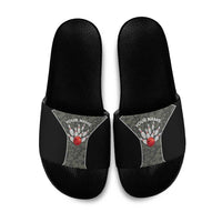 Custom Camouflage Bowling Slide Sandals with Red Strike Ball Graphic - Wonder Print Shop