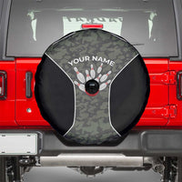 Custom Camouflage Bowling Spare Tire Cover with Red Strike Ball Graphic - Wonder Print Shop