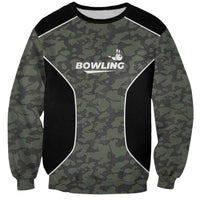 Custom Camouflage Bowling Sweatshirt with Red Strike Ball Graphic - Wonder Print Shop