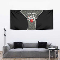 Custom Camouflage Bowling Tapestry with Red Strike Ball Graphic - Wonder Print Shop