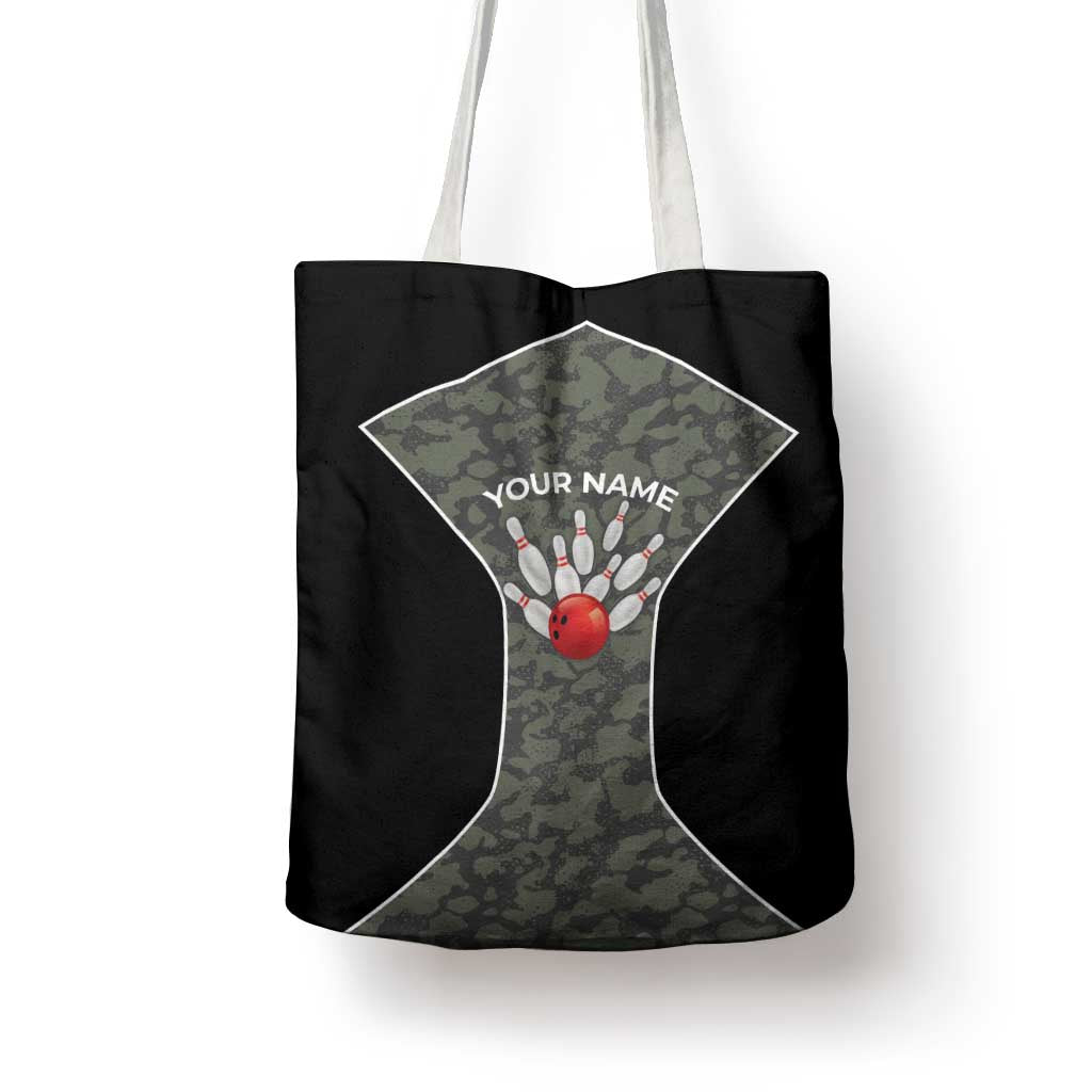 Custom Camouflage Bowling Tote Bag with Red Strike Ball Graphic - Wonder Print Shop