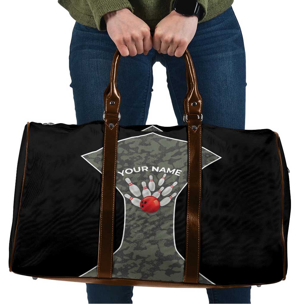 Custom Camouflage Bowling Travel Bag with Red Strike Ball Graphic - Wonder Print Shop
