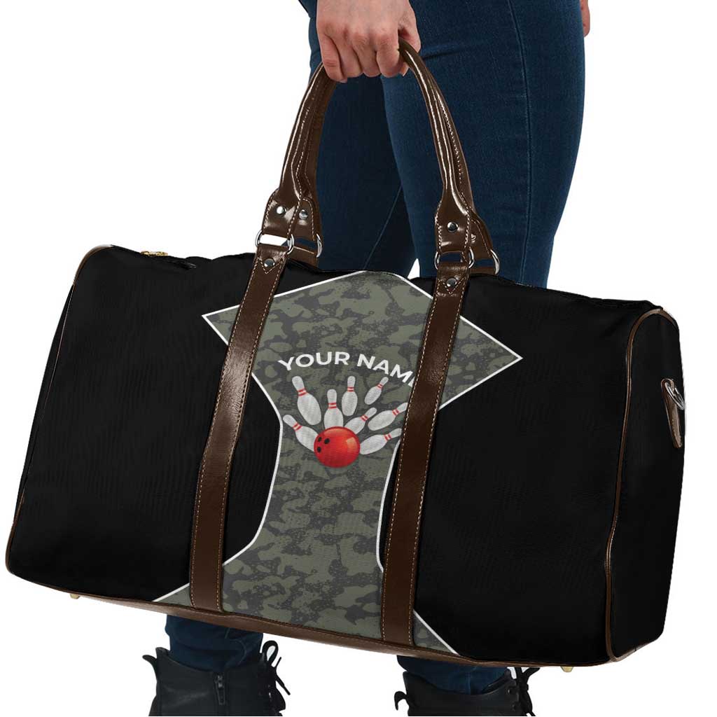Custom Camouflage Bowling Travel Bag with Red Strike Ball Graphic - Wonder Print Shop