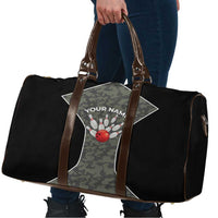 Custom Camouflage Bowling Travel Bag with Red Strike Ball Graphic - Wonder Print Shop