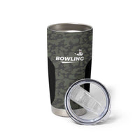 Custom Camouflage Bowling Tumbler Cup with Red Strike Ball Graphic - Wonder Print Shop